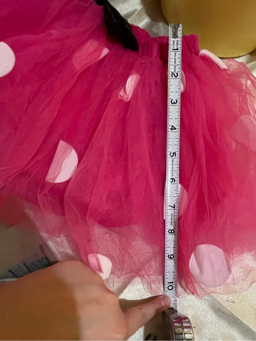Disney Hot Pink Polka Dot Tulle Skirt with Black Sequin Bow